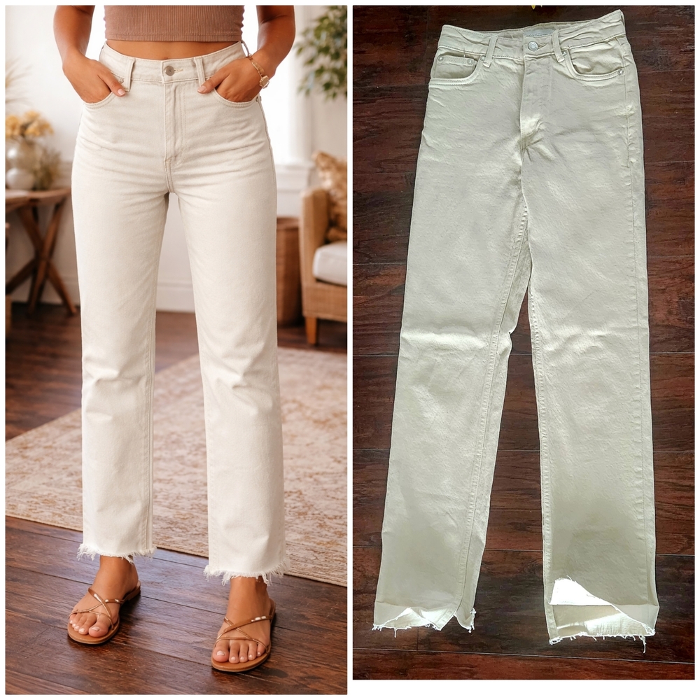 Zara High Rise Jeans in Cream 🤍🔅